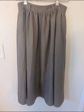 Cider Olive Green Gathered Midi Skirt S